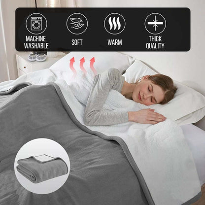 480GSM Sherpa Fleece Blanket, Double-Sided Heavy Throw for Couch, Bed & Travel, Reversible All Season