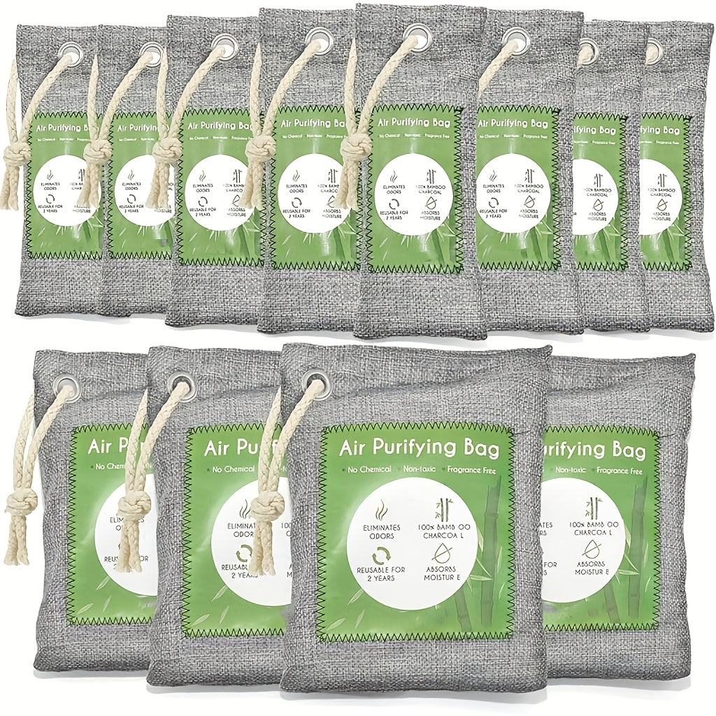 Bamboo Charcoal Air Purifying Bags Odor Absorber & Moisture Absorber Natural Activated for Entryways, Bedrooms and Living Spaces