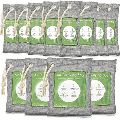 Bamboo Charcoal Air Purifying Bags Odor Absorber & Moisture Absorber Natural Activated for Entryways, Bedrooms and Living Spaces