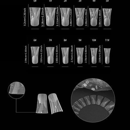 Press On Nails 10-Piece Long Duckbill Set with Nude French Tips, AB Diamond Finish and Nail Tools