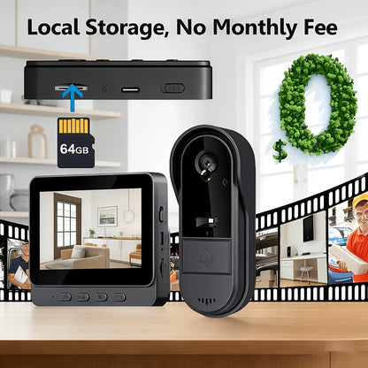 1920P Video Doorbell Camera with 4.3" Monitor & Dual Power - No WiFi No App, Battery & USB, Two-Way Audio