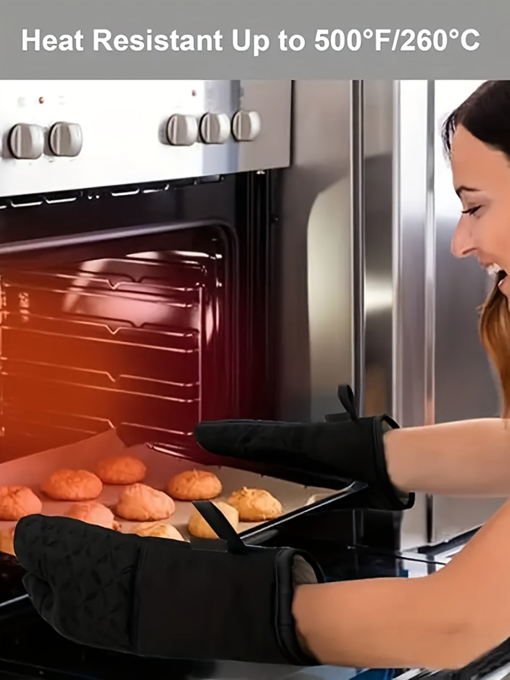 Oven Mitts and Pot Holders Set 6 Piece Heat Resistant Kitchen Gloves Cooking Mitts with Potholder