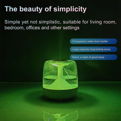 Cool Mist Humidifier with 7-Color Night Light & Transparent Tank, USB Quiet Humidifier 24H Runtime