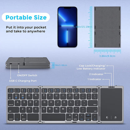 Tri-Fold Bluetooth Keyboard with Touchpad Rechargeable Portable Foldable Wireless Keyboard for an Everyday Personal Care Routine