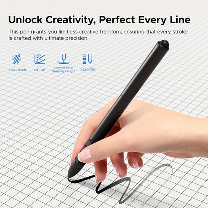 Graphics Drawing Tablet 10x6 Inch, 8192 Levels Pressure Sensitivity Battery-Free Stylus, 12 Programmable Shortcut Keys