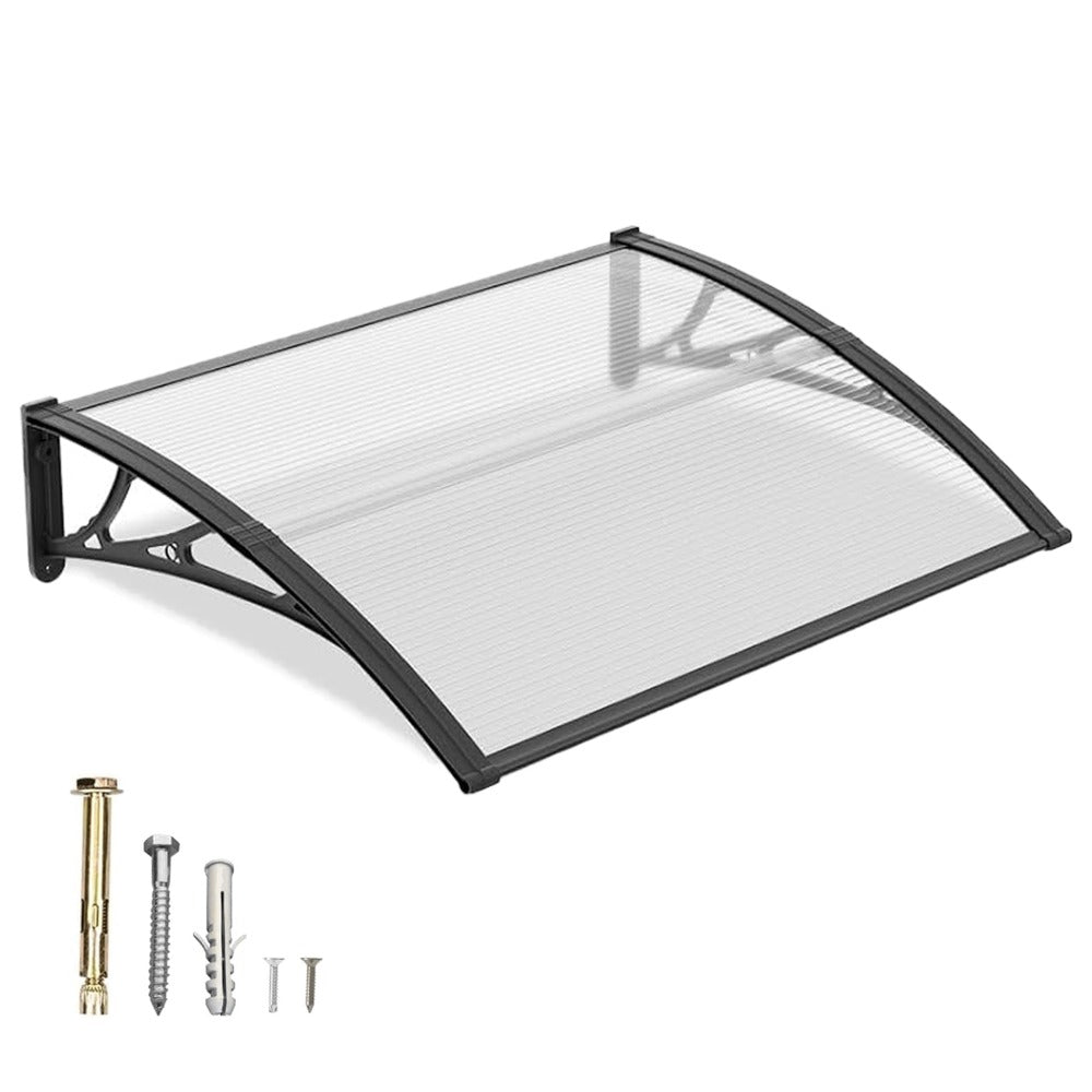 Polycarbonate Window Awning Door Canopy - UV Rain Snow Sun Protection Overhang for Doorways, Patio & Windows