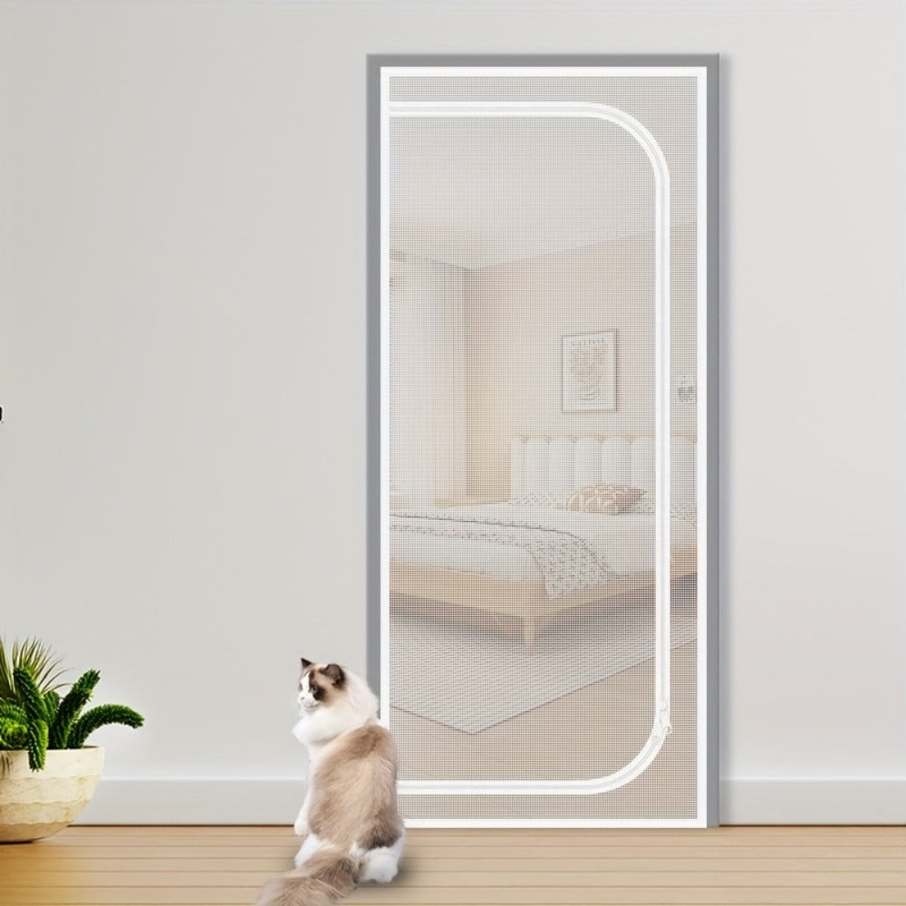 Cat Proof Door Curtain Pet Gate - Double Stitched Durable Scratch-Resistant Screen, Indoor Cat Barrier Door Cover for Doorways