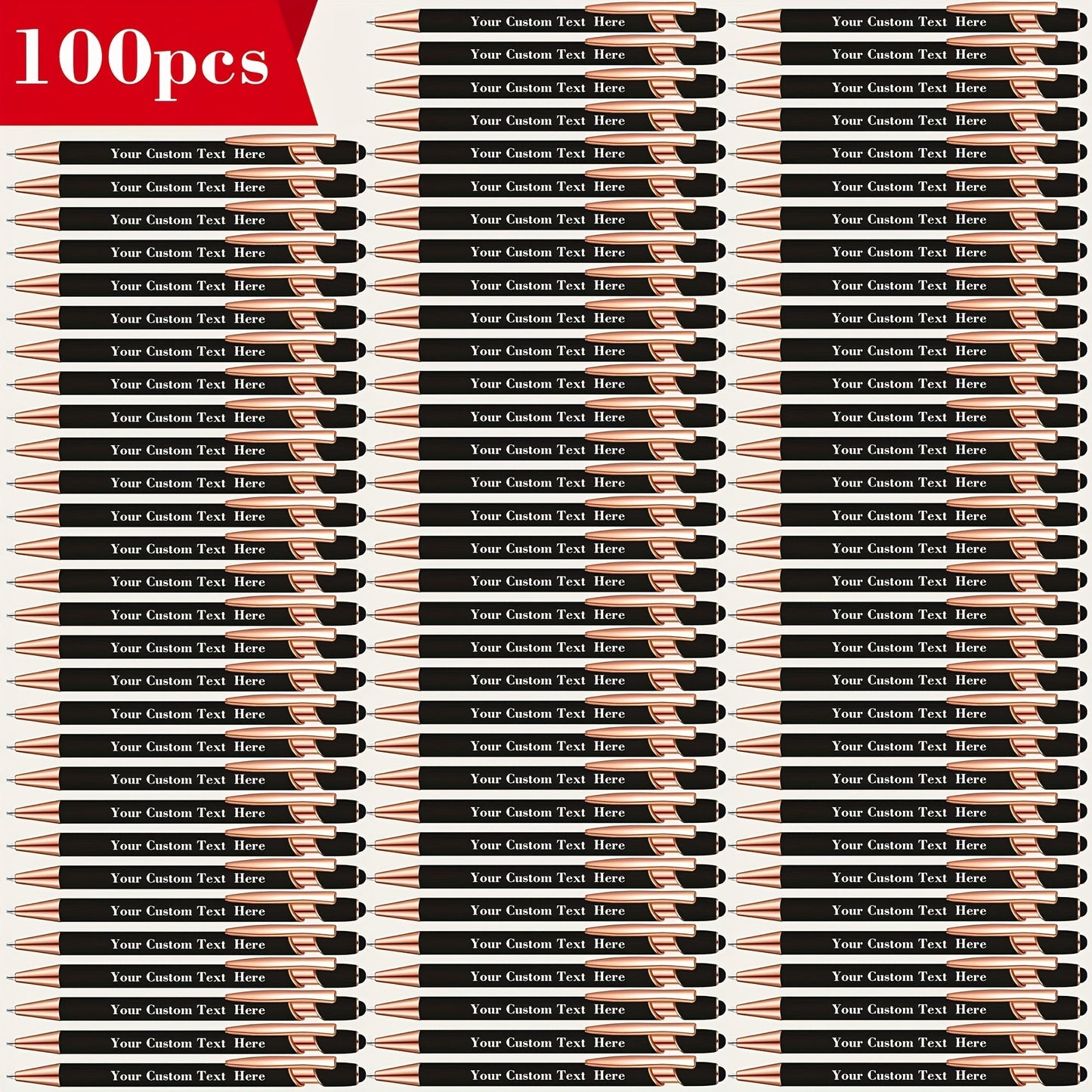 Custom Engraved Ballpoint Pen Set 100pcs, Personalized Metal Luxury Pens Bulk, Engraved Writing Instruments for Wedding, Corporate Gifts