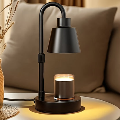 Black Candle Warmer Lamp in One- or Two-Pack Options with Conical Shade, Adjustable Height and Timer Controller