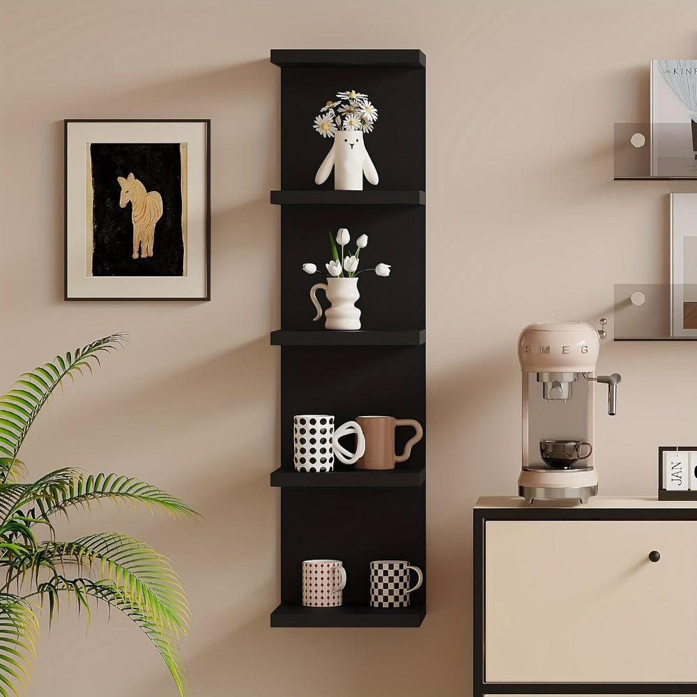 5-Tier Floating Wall Shelf Wall-Mounted Storage Rack 31.5" - Space Saving Display Shelves for Entryways, Bedrooms and Living Spaces