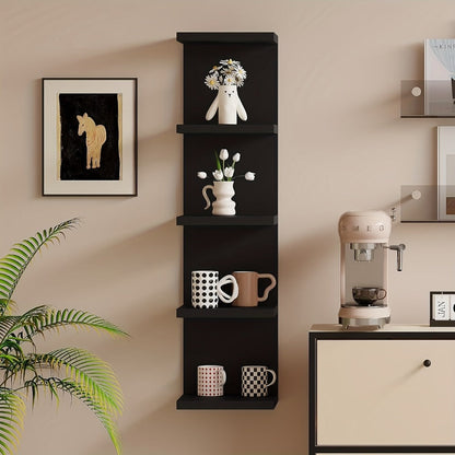 5-Tier Floating Wall Shelf Wall-Mounted Storage Rack 31.5" - Space Saving Display Shelves for Entryways, Bedrooms and Living Spaces