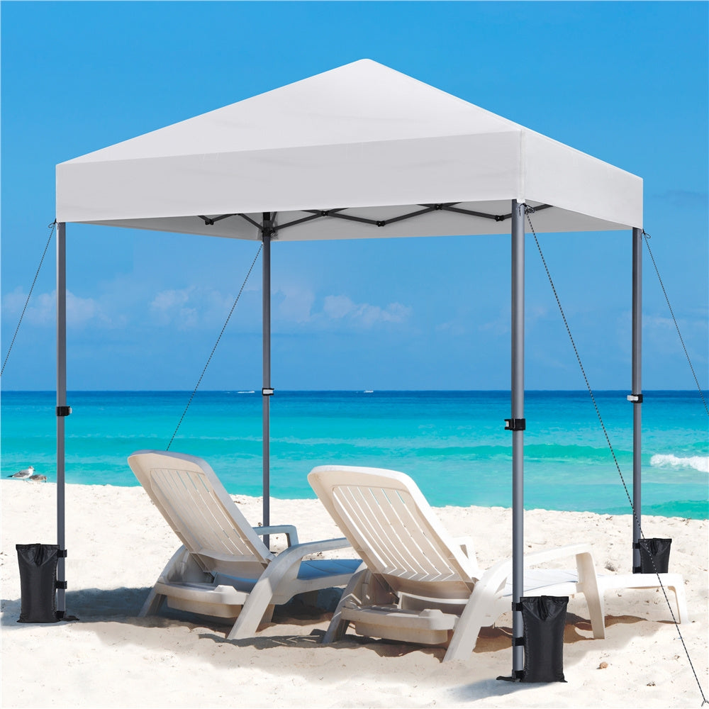 Pop Up Canopy One-Push Lock UPF 50+ Height Adjustable Instant Canopy Tent with Roller Bag, Guy Lines & Ground Anchors for Party