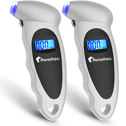 Digital Tire Pressure Gauge 2-Pack 150 PSI – Backlit LCD, 4 Modes PSI/Bar/KPA/Kgf, Non-Slip Grip for Car, Truck, Motorcycle & Bicycle