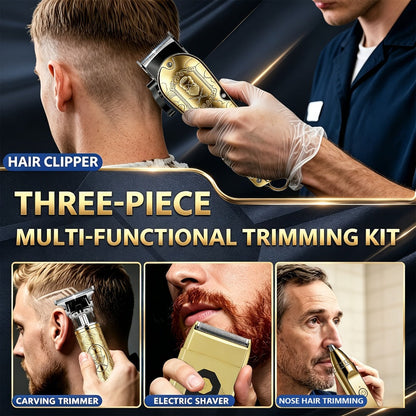 Electric Grooming Kit Foil Shaver Beard Trimmer & Nose Ear Hair Trimmer Set with LCD Power for Everyday Face, Beard and Body Grooming