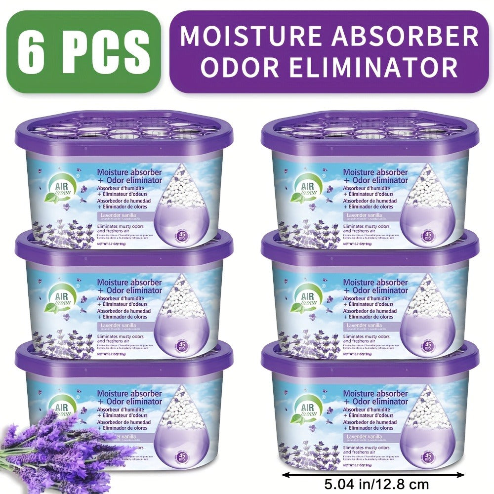 Moisture Absorber Dehumidifier Box 6-Pack, Odor Eliminator & Humidity Controller for Closet, Bathroom