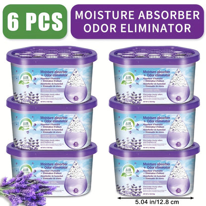 Moisture Absorber Dehumidifier Box 6-Pack, Odor Eliminator & Humidity Controller for Closet, Bathroom