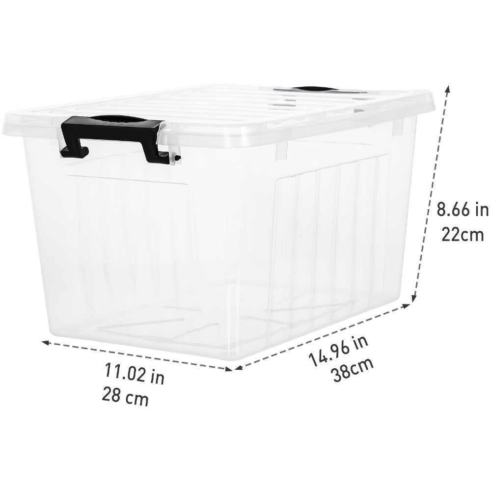 Clear Plastic Storage Bins with Lids 6 Pack Stackable Storage Containers with Snap-Tight Locks for Home, Office, Garage & Basement