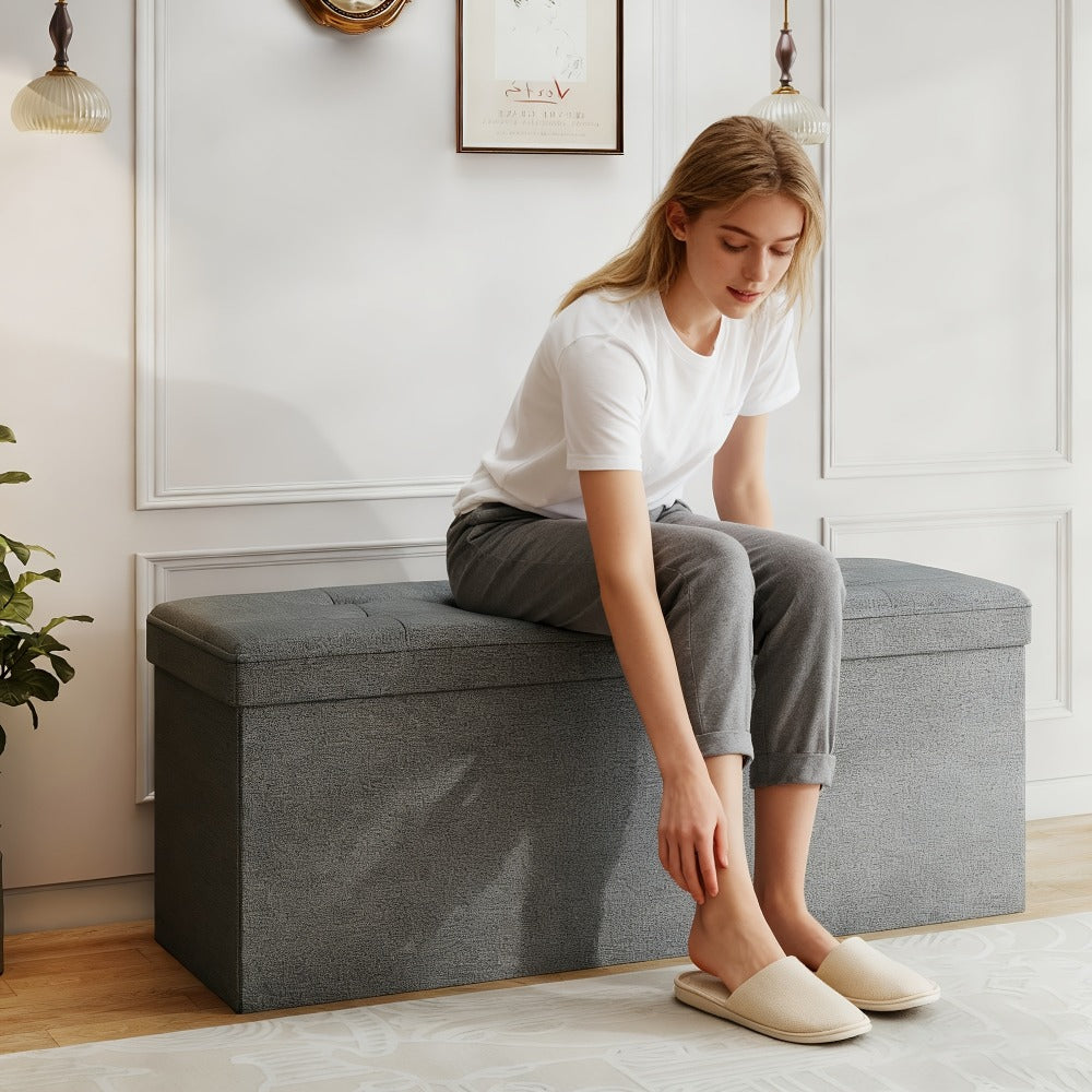 43.5-Inch Upholstered Storage Ottoman Bench with Hidden Storage and Lift-Top Storage detail image - detail view 5