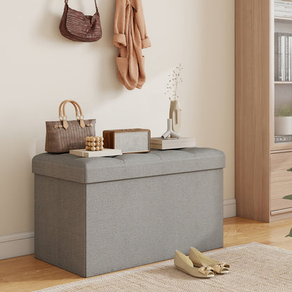 Storage Ottoman Bench shown in the Light Gray Linen - 30 Inches option
