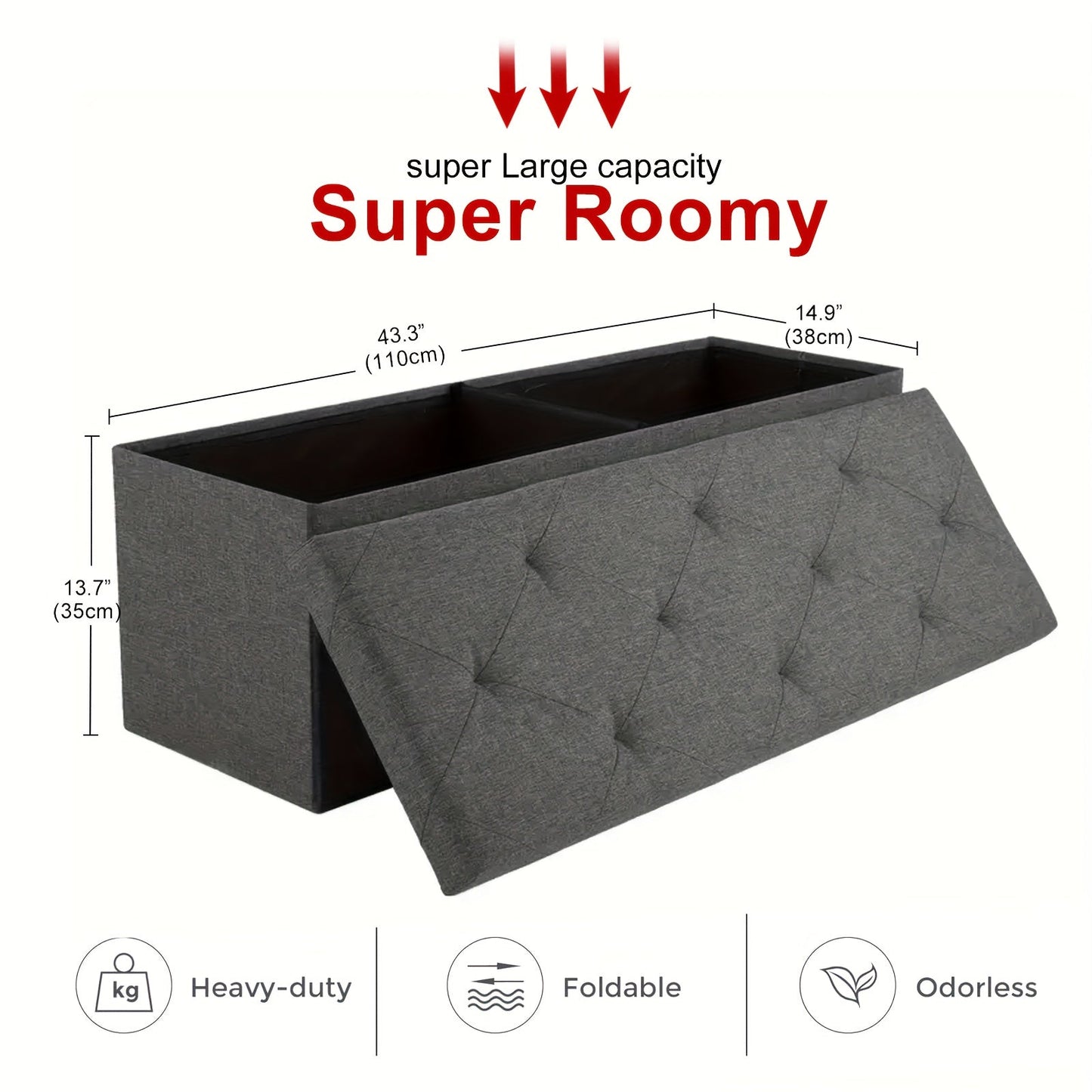 Ottoman Bench shown in the 43-Grey option