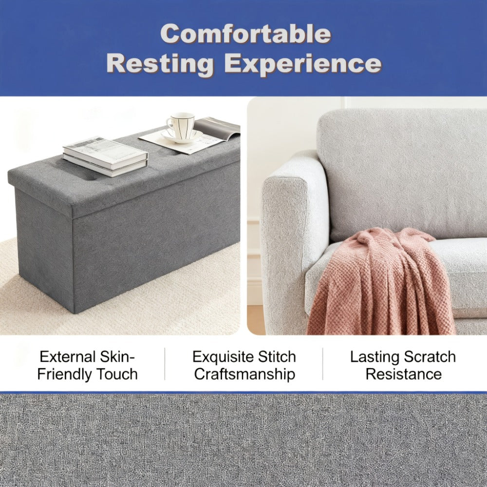 43-Inch Foldable Ottoman Bench with Hidden Storage and Lift-Top Storage for Living Room detail image - detail view 10