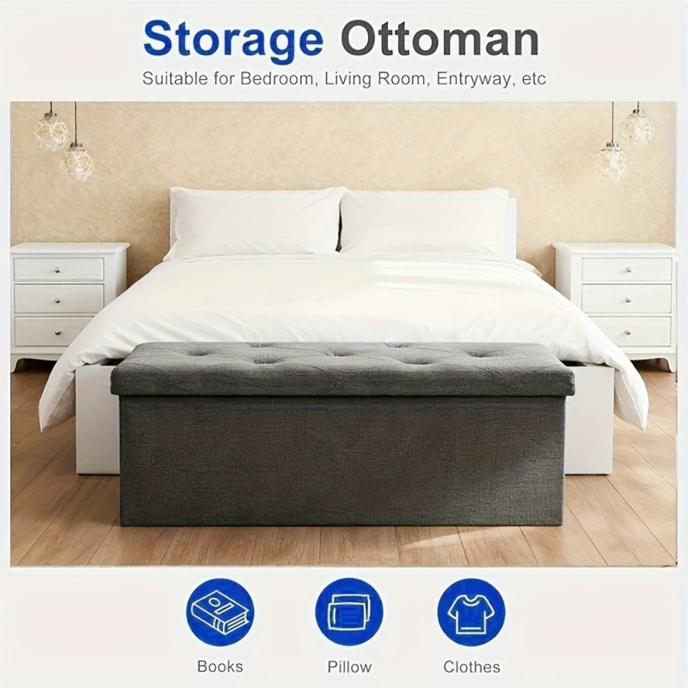 43-Inch Foldable Ottoman Bench with Hidden Storage and Lift-Top Storage for Living Room detail image - detail view 4