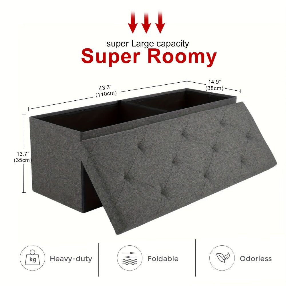 43-Inch Foldable Ottoman Bench with Hidden Storage and Lift-Top Storage for Living Room detail image - detail view 5