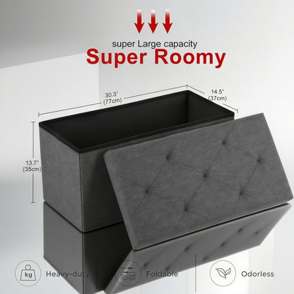Ottoman Bench, Foldable Storage 30 or 43 Inch, Padded Folding Ottoman Stool with Hidden shown in the main product view