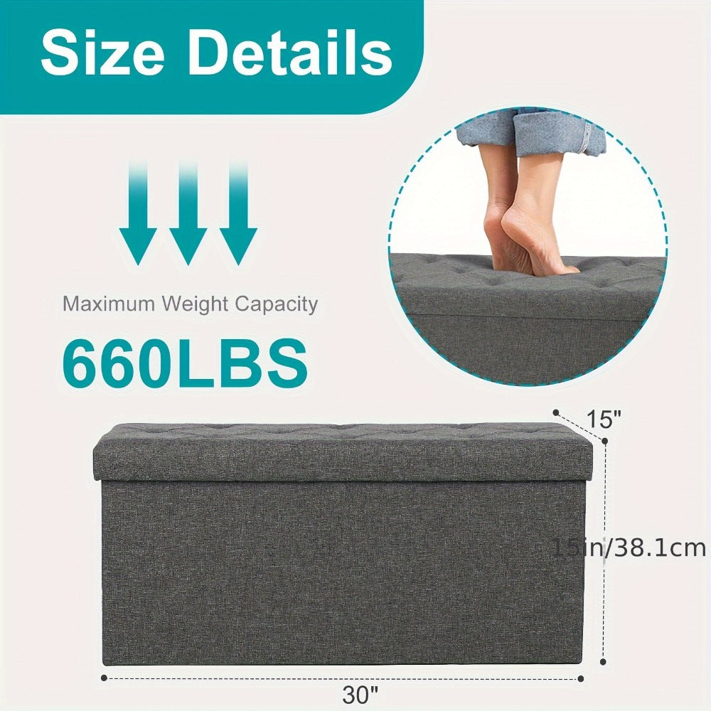 43-Inch Foldable Ottoman with Padded Seat for Comfortable Everyday Seating detail image - detail view 3