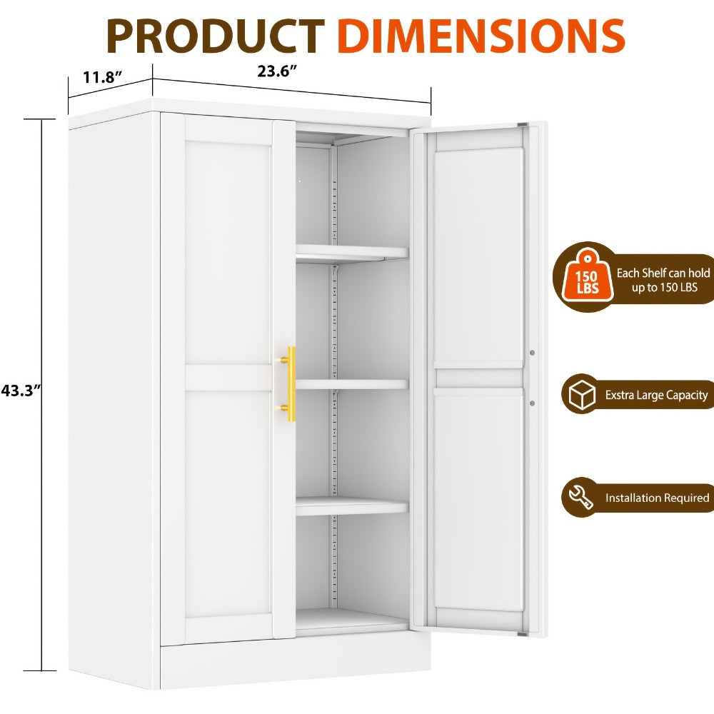 43-Inch Metal Storage Cabinets And Pantry Cabinets with Adjustable Shelves for Kitchen detail image - detail view 4
