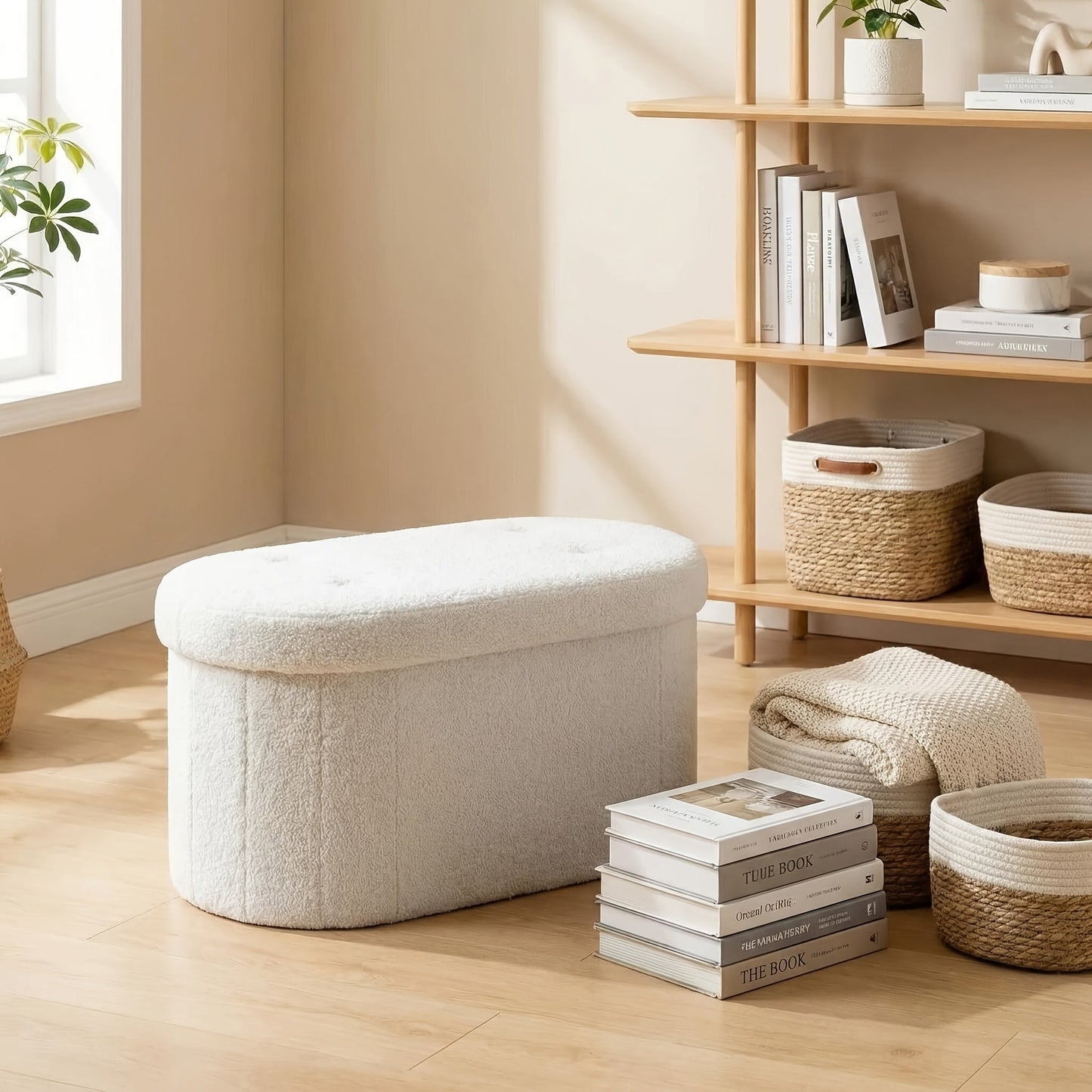 Storage Ottoman shown in the White, 30inch option