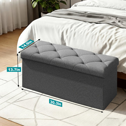 Storage Ottoman shown in the 30 in - Grey option