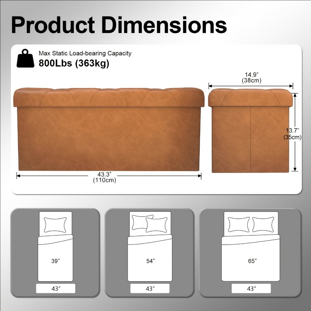 43-Inch Storage Ottoman with Hidden Storage and Footrest for Living Room detail image - detail view 9