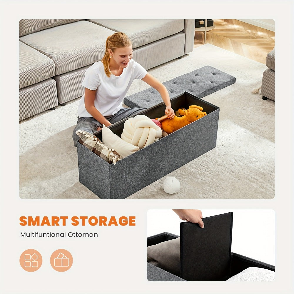 43-Inch Upholstered Ottoman Bench with Hidden Storage and Lift-Top Storage detail image - detail view 8