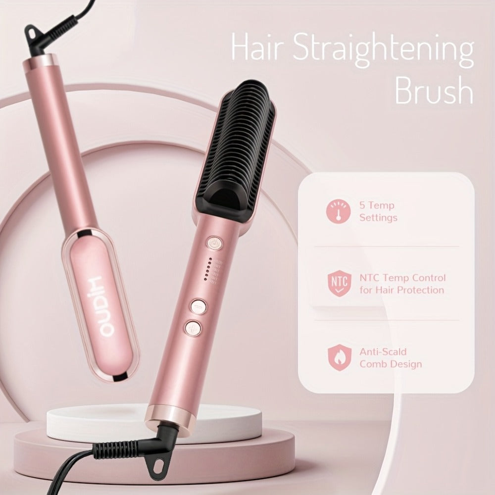 Hair Straightener & Curling Iron Set for Women, Flat Iron Straightening Brush, Anti-Scald, Precise Temperature Control