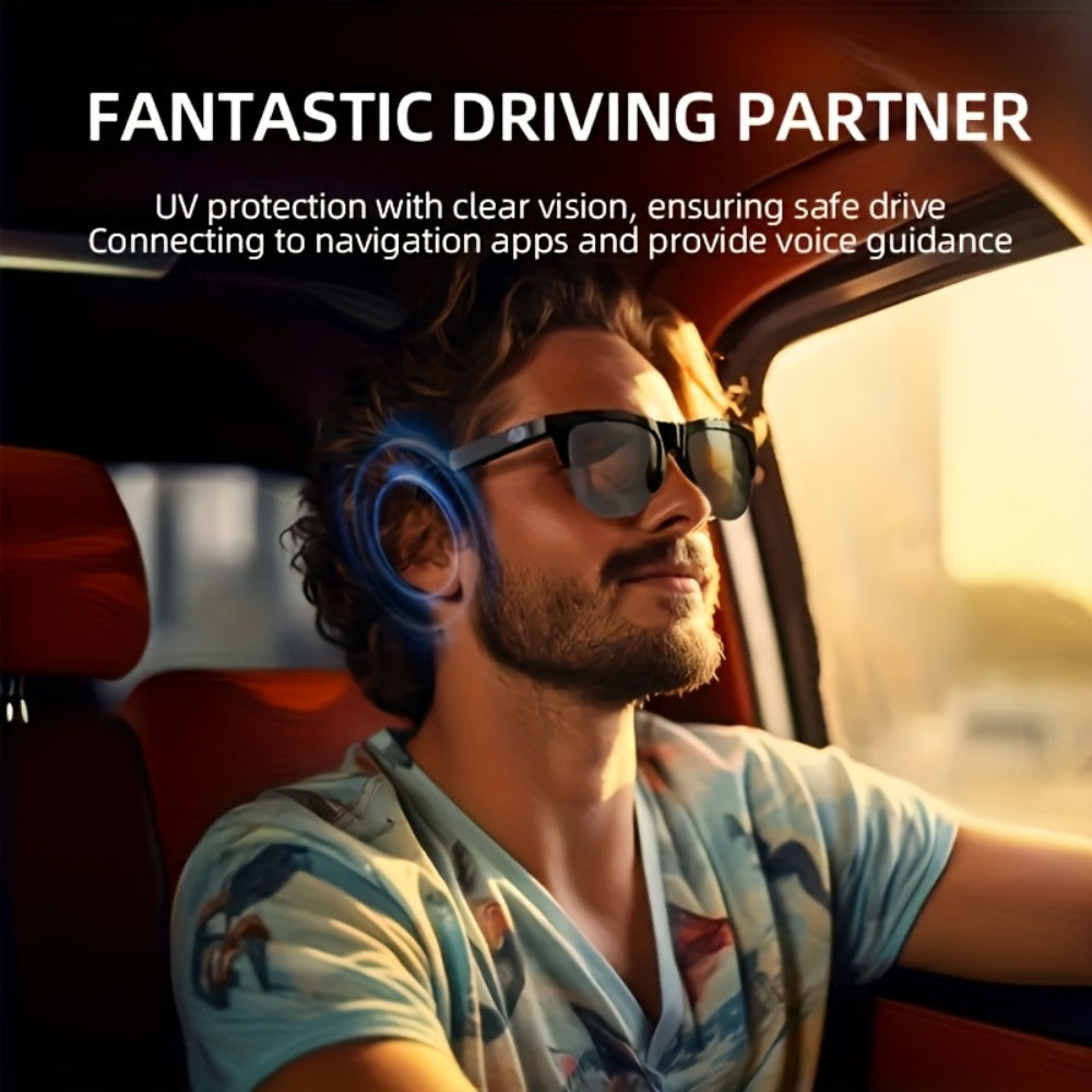 Smart Glasses Open-Ear Bluetooth Audio Eyewear with Built-In Speaker, Microphone and Black or White Frames