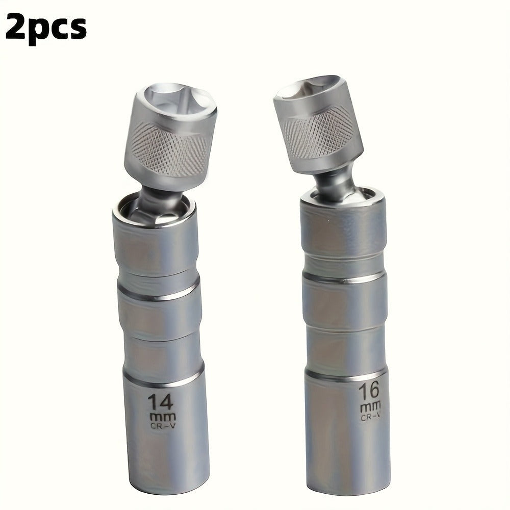 Magnetic Spark Plug Socket Set 14mm 16mm Universal 1/2 Inch Drive Alloy Steel Spark Plug Removal Tool with 3/8 Inch Drive Ratchet Wrench