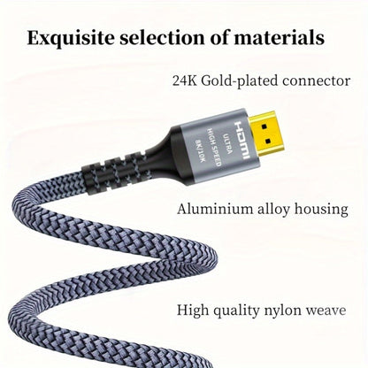 HDMI 2.1 Cable 8K 48Gbps Ultra High Speed Braided Nylon, 4K@120Hz, eARC, VRR, HDR10+, Dolby Vision