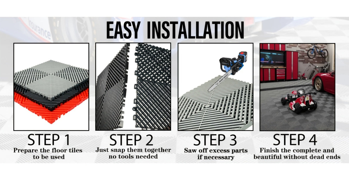 Interlocking Garage Floor Tiles 20-Pack – 16"x16" Drainage Floor Mat, Non-Slip PP Tiles for Garage, Car Wash