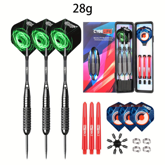 Professional Steel Tip Darts Set with Carrying Case – Aluminum & PVC Shafts, Extra Replacement Flights & Plastic Protectors