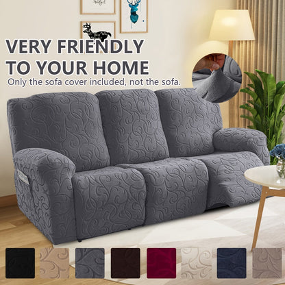 Recliner Slipcover, One-Piece Hooked Chenille Stretch Cover for Three-Seat Sofa in Three Colors