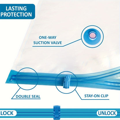 Clear Vacuum Storage Bag Set with Blue Valves and 4-, 8-, 10-, 12-, 20- or 30-Piece Checkout Options