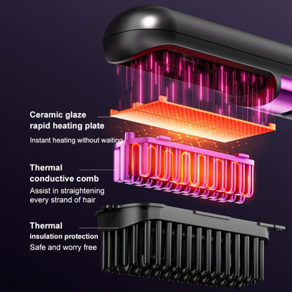 Cordless Hair Straightening Brush USB Rechargeable Portable Heated Straightener Comb Mini, for Home, Travel and Salon Hair Styling