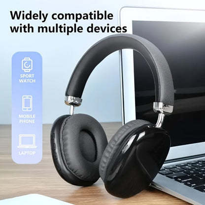 Foldable Over-Ear Wireless Headphones with Cushioned Earcups, Padded Headband and Black or Purple Finish