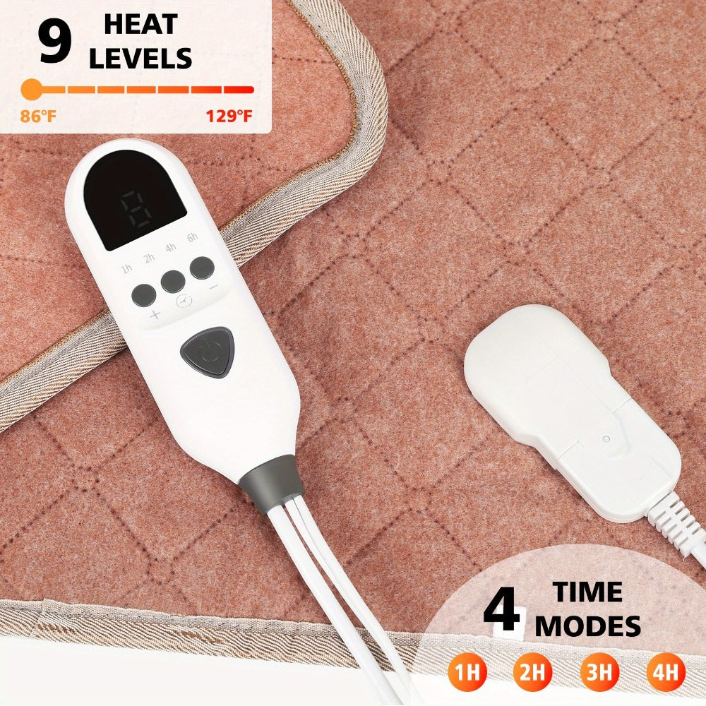 Electric Mattress Pad Heated Bed Warmer 63"x31" - 9 Heat Settings, 4 Auto Shutoff Modes, Rapid Warming