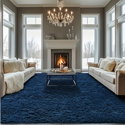 Area Rug Fluffy Faux-Fur Shag in Solid, Tie-Dye and Ombre Colors with Six available Room Sizes