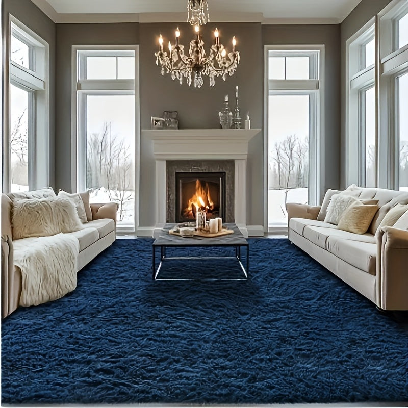 Area Rug Fluffy Faux-Fur Shag in Solid, Tie-Dye and Ombre Colors with Six available Room Sizes