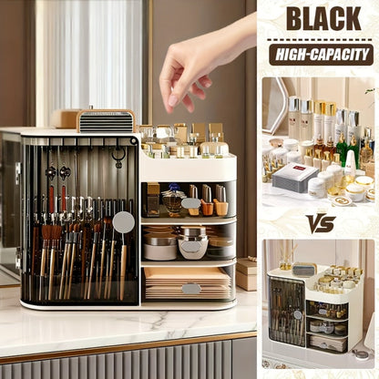 Makeup Organizer with 3 Drawers and Mirror – Large Capacity Cosmetic Storage Box Vanity Organizer for Skincare Contact Lens Display Case