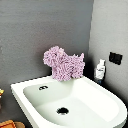 Cute Puppy Hand Towel Wall-Hanging Kitchen Bathroom Towel – Soft Absorbent Cartoon Dog Decorative Cloth 150g/㎡