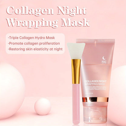 Collagen Night Mask with Brush Overnight Face Mask Sleeping Mask Elasticity Skin Care for All Skin Types